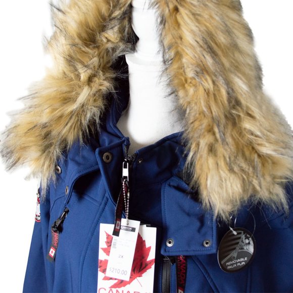 Canada Weather Gear Royal Blue & Brown Faux-Fur Trim Hood Anorak Jacket - Picture 5 of 14